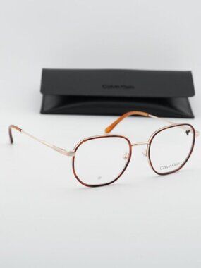 Calvin Klein CK24113 265 Square Unisex Eyeglasses 50mm - Havana/Gold